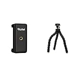 Rollei Smartphone Halterung - universeller Halter für Ihr Smartphone mit 1/4“ Gewinde an der Unter- und Rückseite & Monkey Pod - Biegsames Mini Stativ mit flexiblen Beinen, Max. Höhe 27