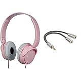 Sony MDR-ZX110 Faltbarer Bügelkopfhörer Leistungsstarker Klang, rosa & Hama Kopfhörer-Adapter AluLine (3,5 mm Klinkenstecker - 2 x 3,5 mm Klinkenkupplung) Stereo, 15 cm, Silb