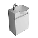 Alpenberger Hochglanz-Waschbecken mit vormontiertem Unterschrank - Hand-Waschbecken - Badmöbel-Set für Badezimmer & Gäste-WC - Keramik - Komplett-S