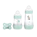 MAM Easy Start Anti-Colic Elements Starter Set S, Baby Erstausstattung mit 2 Anti-Colic Flaschen (160 ml & 260 ml) inkl. Sauger Größe 1 und Schnuller, Baby Geschenk Set, ab der Geburt, Waschb