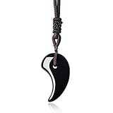 coai Geschenkideen Unisex Japanische Magatama Kommaförmige Horn Anhänger aus Obsidian Amulett Glücksk