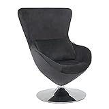 Mingone Drehstuhl Drehei Stuhl Liegestuhl Einzelsofa Samt Club Sofa Cocktail Stuhl Retro-Design mit Rückenlehnenkissen(Schwarz)