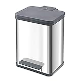 Hailo ProfiLine Solid Öko M Mülleimer (aus Edelstahl/Kunststoff, 17 Liter, großer Öffnungswinkel, Deckeldämpfung (Soft Close)) 0619-000