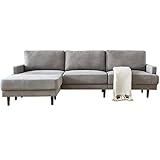 Auto parts Ecksofa Couch/Eckcouch mit Schlaffunktion/Sofa L-Form mit hochwertigem Federkern im klassischen Design/Wohnlandschaft Polstersofa mit Armlehne und Ottomane Couchgranitur,Grey-Big