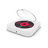 GFDFD. Tragbarer CD-Player Bluetooth-Lautsprecher Stereo-CD-Player Led-Bildschirm Wandmontierbare CD-Musik-Player-Fernbedienung (Color : White, Size : 16.7 * 16.7 * 3cm)