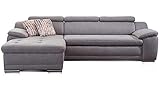 Cavadore Ecksofa Aniamo mit XL-Longchair links / Eckcouch mit Kopfteilfunktion im modernen Design / Sitzecke für Wohnzimmer / Größe: 270 x 80 x 165 cm (BxHxT) / Bezugsstoff in g