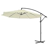 AufuN Alu Sonnenschirme 350cm mit kurbel UV Schutz 40+ - Beige balkonschirm gartenschirm höhenverstellbarer (Beige)