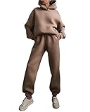 Godoboo Damen Sportanzug Einfarbig Jogginganzug Damen Traingsanzug für Damen Trainingsanzug Sportbekleidung Damen Sport Hoodie Set Damen Hosenanzug Set 2 Lange Ärmel Top + Lange H