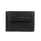 Bugatti Primo Geldbörse mit Clip Herren Leder 9CC – Portemonnaie Herren Querformat Schwarz – Geldbeutel Wallet Brieftasche M