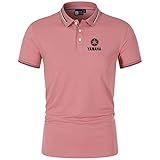 Woakzhe Polo T-Shirt Einfarbig Yam-a_ha Männer/Frauen Baumwollrevers Beiläufige Taste Klassisch Lässig Tee Top (Pink,XXL)