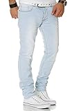 Tazzio Jeans Slim Fit Herren Jeanshose Stretch Designer Hose Denim Hellblau 30W / 32L