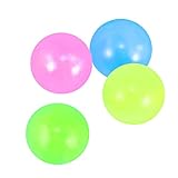 4 Stück Sticky Ball Leuchtkugeln für Stressabbau, leuchtend klebend leuchtendes Goo in 1 Größen für Wand und Decke, Druckentlastung, Kinder & Erwachsene (gelb, grün, blau und rot)