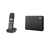 Gigaset E290HX - Schnurloses DECT-Telefon für Senioren zum Anschluss an vorhandene DECT-Basis, Schwarz & DECT Basisstation Box 100 für Ihr eigenes Kommunikationssystem mit Gigaset Mob