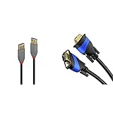 LINDY USB 3.0 Kabel Typ A anthra Line 5m & KabelDirekt – 5 m – VGA-Kabel (15-polig, Full HD/1080p, 3D-fähig, VGA-Stecker auf VGA-Stecker, verbindet PCs mit Monitoren/Röhrenbildschirmen, schwarz)