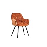 JaHECOME Sessel Esszimmerstuhl aus Stoff (Samt) Wohnzimmerstuhl Farbauswahl Retro Design Armlehnstuhl Stuhl mit Rückenlehne Sessel Metallbeine Schwarz (1, Orange)