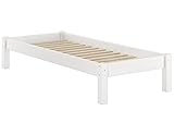 Erst-Holz® Weißes Futonbett ohne Kopfteil Kiefer massiv 90x200 Bettgestell mit Rollrost 60.35-09 W