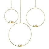 MAIKAI Elegantes 3er Set Teelichthalter Ringe Gold Zum Hängen In DREI Größen Kerzenhalter Kerzenständer Weihnachten Dekoration Fenster Deko Weihnachtsdekoration M