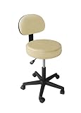 Taoline Rollhocker mit Rückenlehne, Höhe von 48 - 61 cm verstellbar, Therapeutenhocker, rollbarer Dreh-Hocker mit Lehne, (beige) Praxisausstattung für Massage, Arztpraxis, Heilpraktiker, Therapie, Kosmetik, T