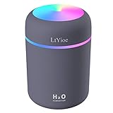 LtYioe Luftbefeuchter, Persönlicher Desktop Mini Luftbefeuchter mit Bunter Cooler Nachtlichtfunktion, Automatische Abschaltung und Super leise für Auto, Büro, Schlafzimmer (Schwarz)