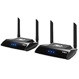 PAKITE PAT-590 2.4/5.0GHz Wireless HD Extender Set für HDMI AV Empfänger und Sender, 100m 3D Digitale Übertragung Full-HD 1080p Extender mit IR Fernbedienung und HDMI Kabel (Schwarz)