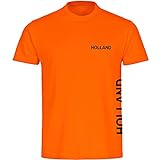 VIMAVERTRIEB Herren T-Shirt Holland Brust und Seite orange - Männer Shirt Fanartikel Fanshop Trikot Fußball EM WM Niederlande, Größe:M
