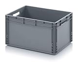 Auer Eurobehälter EG 64/32 Stapelkiste 60x40x32cm Handgriffe offen Lagerbox 66L | Transportkiste stapelbar | Kunststoffbehälter Kommissionierbox stabil | Lebensmittelbox Campingbox Wohnmobilbox