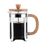 Qagazine Presse Kaffeemaschine, französischer Kaffee hitzebeständige Filterkanne Glaskanne Hohl Kaffee Tee Teekannen mit Holzgriff für Espresso und Teeb