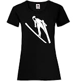 Skispringer Frauen Lady-Fit T-Shirt Schwarz M - shirt84