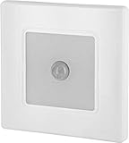 LED Wandeinbaustrahler mit Bewegungsmelder 230V eckig weiß - für Schalterdose 60mm - eingebauter LED Trafo - warmweiß (3000 K)