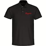 VIMAVERTRIEB® Herren Poloshirt Bayern - Schriftzug Style - Druck:rot - Polo Shirt Hemd Polohemd Männer Fußball Fanartikel Fanshop - Größe:S schw