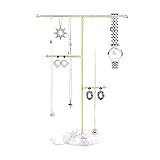 SHUNFAYOUXIANGS Schmuckhalter Schmuckständer Display Halskette Halter T- Bar Überzogene Metall Tischplatte Schmuck Organizer Turm for Hängende Anhänger Ohrring Armband, weiß Schmuckständerinhab