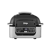 Ninja Foodi Health AG301UK Grill- und Heißluftfritteuse, gebürsteter Stahl, Schwarz, 5,7