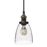 B.K.Licht I Retro Pendelleuchte I 1-flammig I E27 Fassung max. 60W I Glasschirm I Messing I Vintage Pendellampe I Hängelampe I Deckenlampe I Länge: 120cm I ohne L