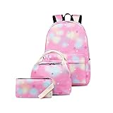 Mädchen Schulrucksack Leichte Schultaschen 3PCS / Set Große Kapazität Sternenhimmel Schüler Laptoptasche Bequeme College Schultasche Federmäppchen Für Teen M