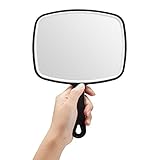 OMIRO Handspiegel, schwarzer Handspiegel mit Griff, quadratisch, M