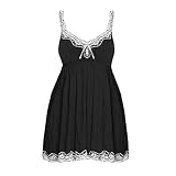SomeTeam Sexy Nachtwäsche Kleid Frauen Lace V-Ausschnitt Bow Dessous Nachtwäsche Unterwäsche Kleid G-String Nachthemd Lace Stitching N