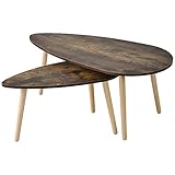 Verschachtelter Couchtisch, 2er-Set Modernes Beistelltische, Retro-Desktop mit Holzmaserung