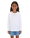 Hilltop Hochwertiges Kinder Langarmshirt /100% Bio-Baumwolle für Mädchen und Jungen. Eignet sich hervorragend zum bedrucken. (z.B.: mit Transfer-Folien/Textilfolien), Size:122/128, Color:W