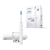 Philips Sonicare DiamondClean 9000 Elektrische Zahnbürste HX9911/27 - Schallzahnbürste mit 4 Putzprogrammen, 3 Intensitäten, Andruckkontrolle, Ladeglas und USB-Reise-Ladeetui, weiß