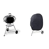 Weber® Compact Kettle, Holzkohle Kugelgrill, Durchmesser 57 cm, Schwarz, 1321004 & Amazon Basics - Abdeckung für Holzkohle-Kugelgrill - Schw