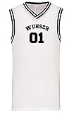 Wunschnummer + Name Basketball University Trikot Tank Shirt Navy Black White S M L XL XXL 3XL Teamshirt Personalisierbar (White-Navy, S)