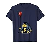 Gorilla mit Luftballon Pixel Kunst T-Shirt Affen Damen Mann T-S