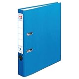 HERLITZ Ordner maX.file nature+ A4 5cm | Kraftpapierbezug selbstklebendes Rückenschild | 5er Sparpack in diversen Farben zur Auswahl (schmal 5cm | 10er Pack, Blau)