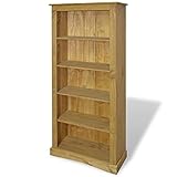 Retro Bücherschrank, Bücherregal mit 5 Böden, Wohnzimmerschrank, Retro-Möbel für Wohnzimmer, Foyer, Büro, Aufbewahrung, Kiefer Massiv Regal Büroregal Modulregal für Bücher, Fotos, Dek