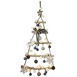 Oshhni 37'hohe rustikale DIY Holz Weihnachtsbaum Wandbehang AST Leiter, Weihnachtsbaum mit Dekorationen Lichter Dekorativ für Urlaub Festival Wohnzimmer - BLAU