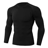 BGUK Herren Thermounterwäsche Oberteile,Thermoshirt Langarm Kompressionsshirt Funktionsshirt Atmungsaktiv Thermounterhemd Männer Freizeitsport Sportshirt Thermounterwäsche für Running Fitness Gy