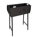 Kerabad, Mangal Grill, russischer Schaschlikgrill aus 3mm Stahl, Holzkohlegrill BBQ, Beine abnehmbar, Chopper, schw