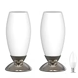 2er SET Nickel Tischleuchte LED Büro Sideboard Wohnzimmer Schlafzimmer Beistelltisch Tischlampe Fensterbank Beistelltischlampe Nachttischlampe Tischleuchte Lampe E14 (2er Set Tischleuchte incl. LED)