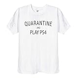 TrendySnug Tees Quarantine and Play Games Console T-Shirt, lustiges T-Shirt, für Herren, Teenager, Jungen, Unisex, Schwarz oder Weiß, 267 Gr. L, weiß