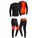 Bias&Belief Heizunterwäsche Set Herren Thermounterwäsche Set Waschbar USB Smart Konstante Temperatur Dreistufige Temperatur Einstellbar, M Schw